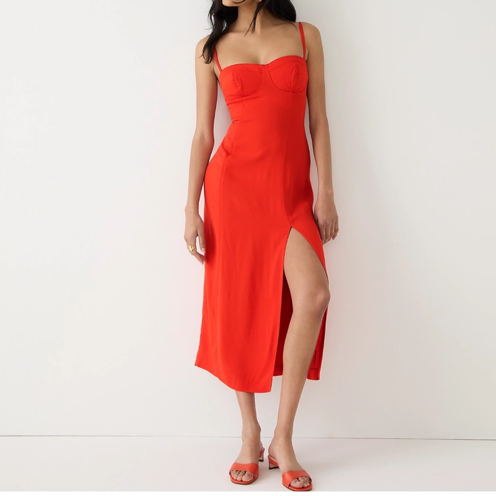 NWT J.CREW Invite dress in crepe in Ripe Persimmon color